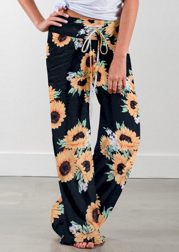

Pants Sunflower Drawstring Wide Leg Pants in Black. Size