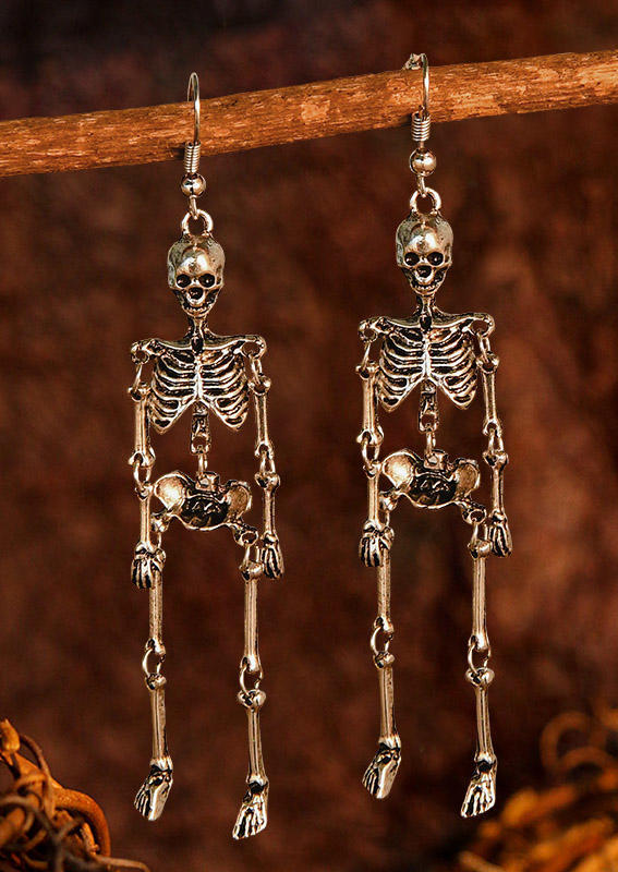 Earrings One Pair Skeleton Hook Alloy Earrings in Silver. Size: One Size