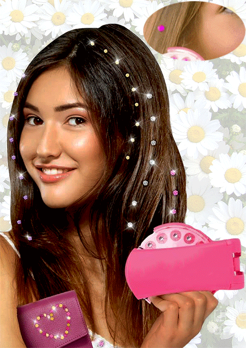 

Hair Sticker Gems Deluxe Set in Pink. Size