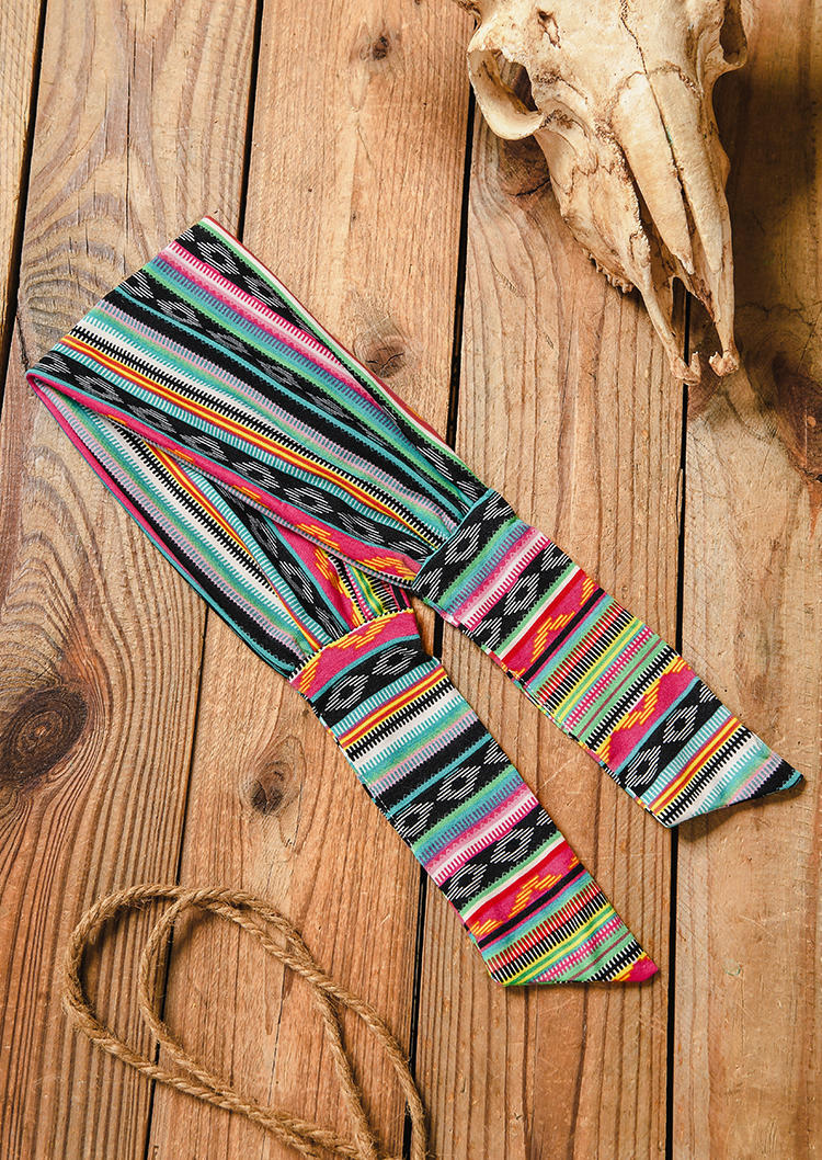 

Ethnic Colorful Striped Wide Headband in Multicolor. Size