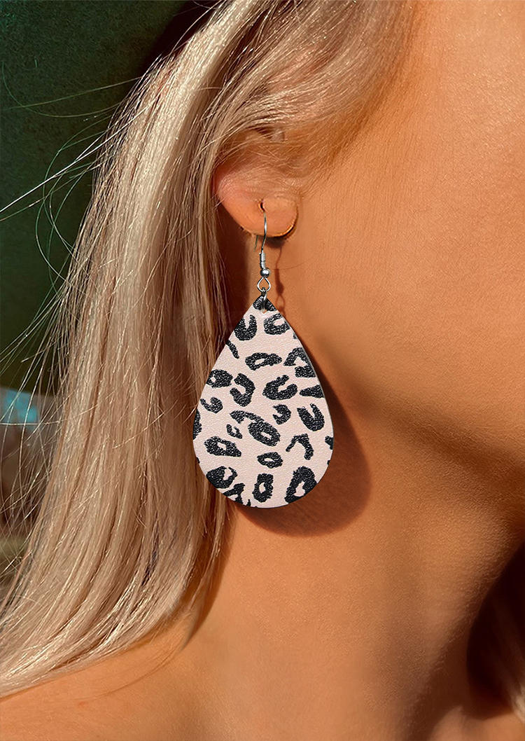 

Earrings Leopard PU Leather Water Drop Earrings in Multicolor. Size