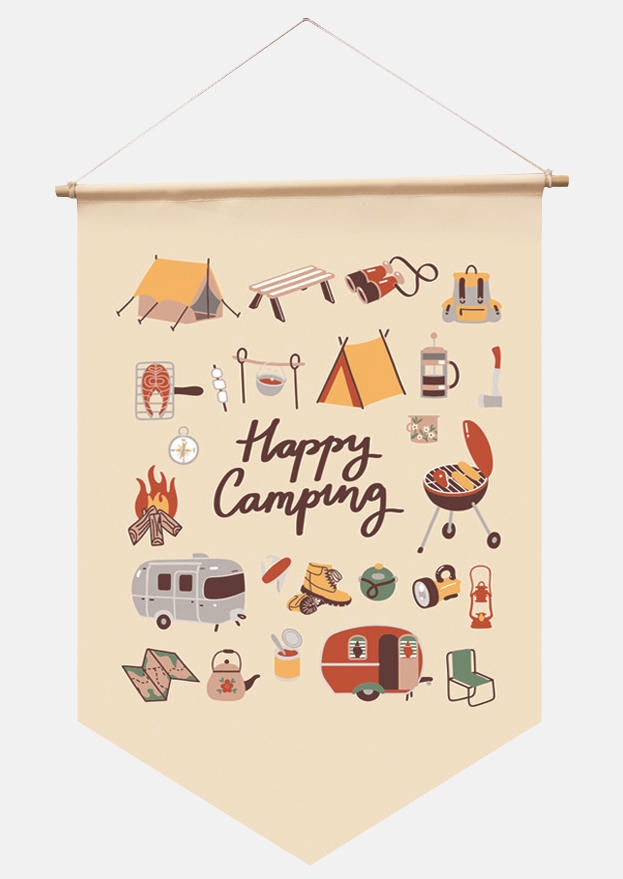 

Adventure Wild LIfe Happy Camping Ornament Flag in Multicolor. Size