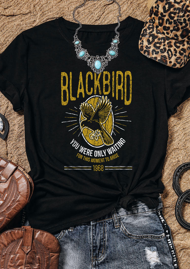 T-shirts Tees Blackbird You Were Only Waiting For This Moment To Arise 1968 T-Shirt Tee in Black. Size: XL