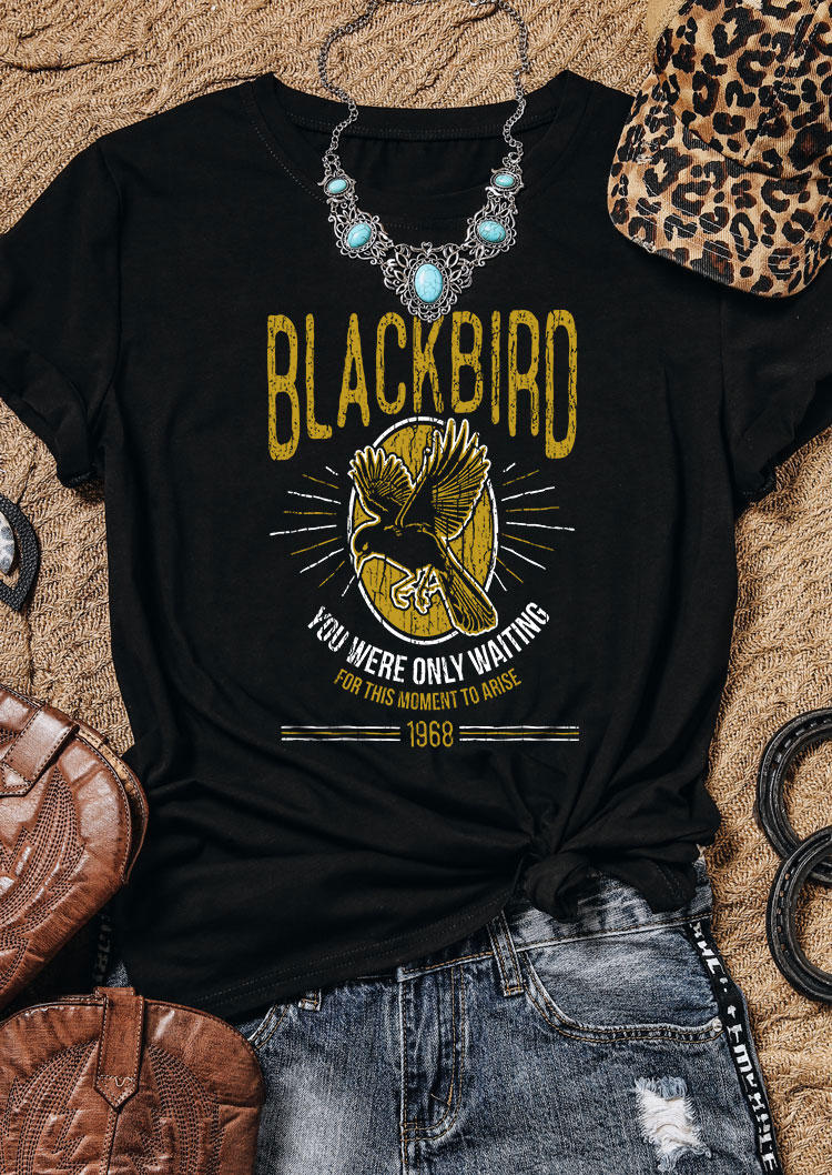 

T-shirts Tees Blackbird You Were Only Waiting For This Moment To Arise 1968 T-Shirt Tee in Black. Size