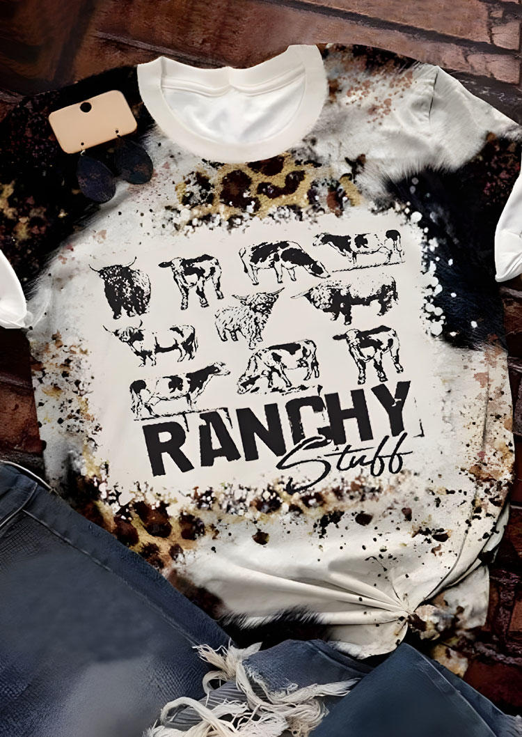 

T-shirts Tees Ranchy Stuff Cow Leopard Bleached T-Shirt Tee in Multicolor. Size