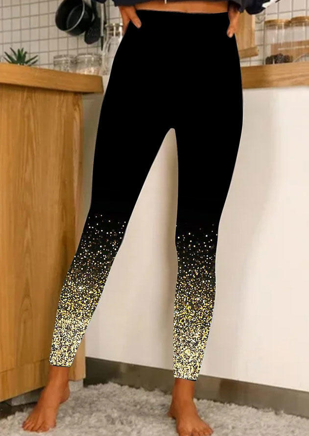 

Leggings Glitter Elastic Waist Leggings in Black. Size: ,M,L,XL