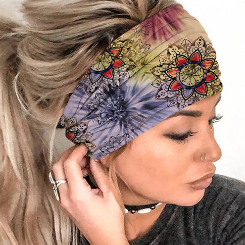Floral Tie Dye Yoga Wide Headband