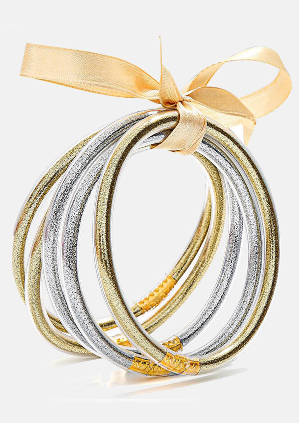 

Bracelet 5Pcs Glitter Jelly Tube Bangle Bracelet in Multicolor. Size