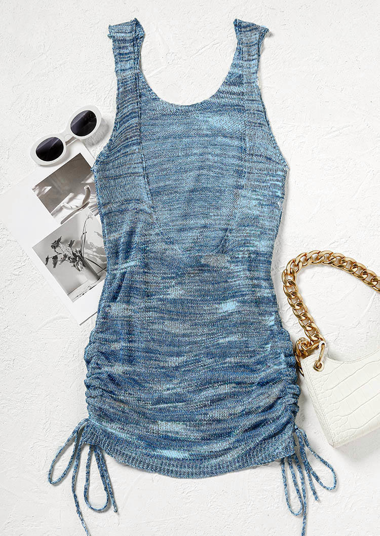 

Mini Dresses Open Back Drawstring Sleeveless Sweater Mini Dress in Blue. Size: ,M,L,XL