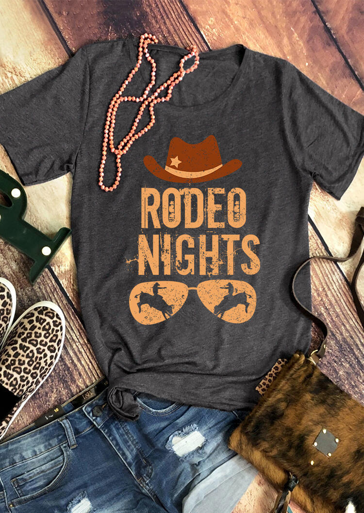 

T-shirts Tees Rodeo Nights Cowboy Bull T-Shirt Tee - Dark Grey in Gray. Size