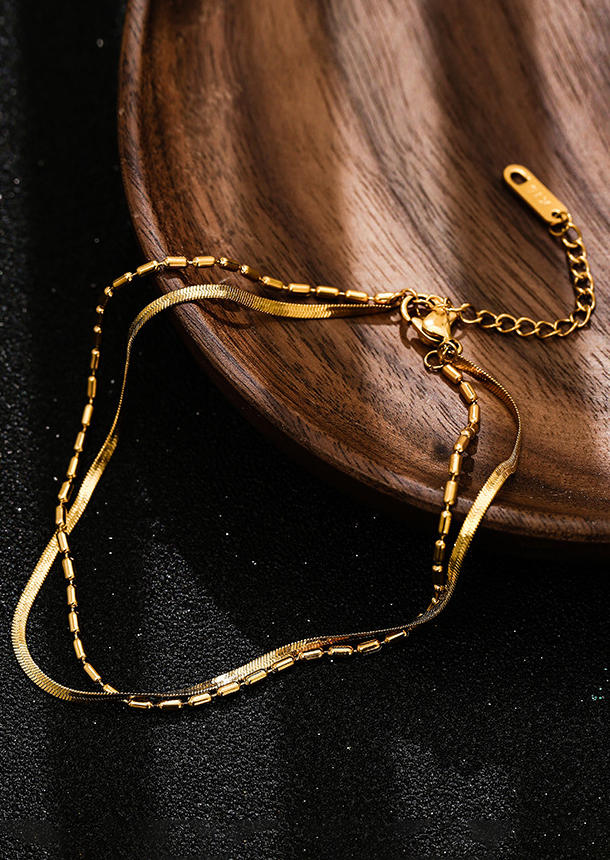 

Body Jewelry Hollow Out Double-Layered Casual Anklet in Gold. Size