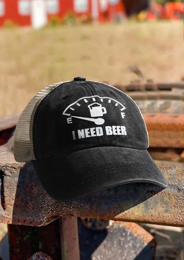 

Hats I Need Beer Oil Meter Mesh Splicing Baseball Cap in Black. Size