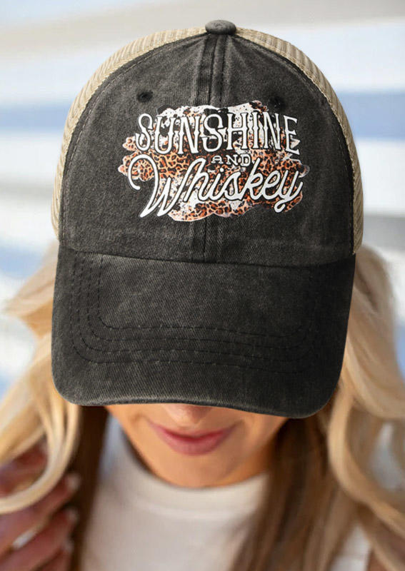 Hats Sunshine And Whiskey Leopard Baseball Cap in Black. Size: One Size
