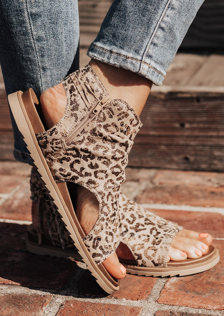 

Sandals Leopard Zipper Flat Sandals in Leopard. Size: ,38,39,40,41