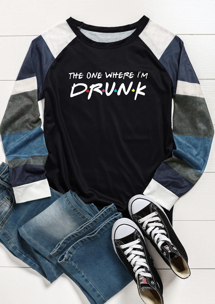 The One Where I'm Drunk Color Block T-Shirt Tee - Black