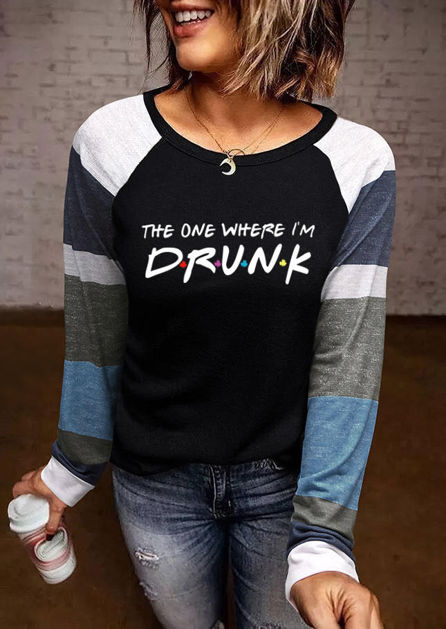 The One Where I'm Drunk Color Block T-Shirt Tee - Black