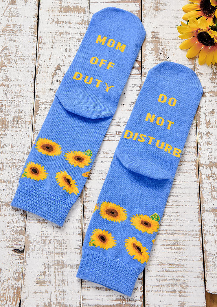 

Crew Socks Do Not Disturb Mom Off Duty Sunflower Crew Socks in Blue. Size