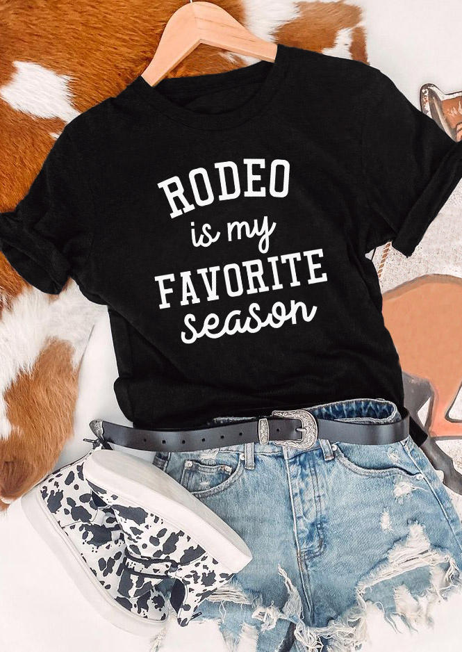 

T-shirts Tees Rodeo is My Favorite Season O-Neck T-Shirt Tee in Black. Size