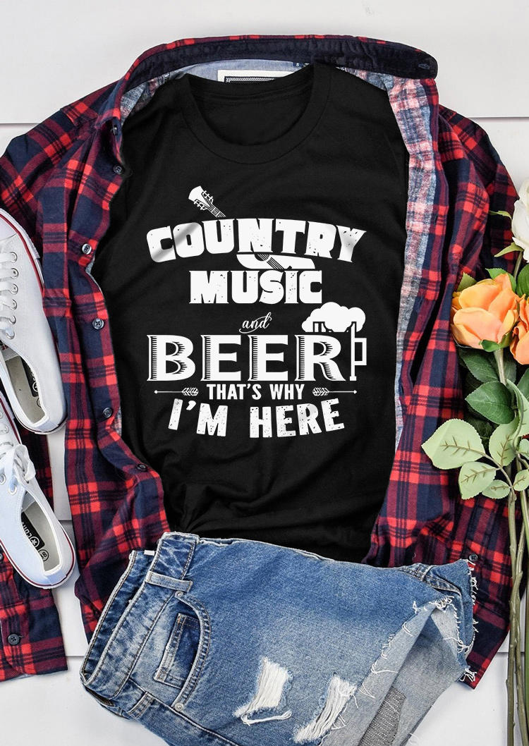 

T-shirts Tees Country Music And Beer That' Why I'm Here T-Shirt Tee in Black. Size: ,XL