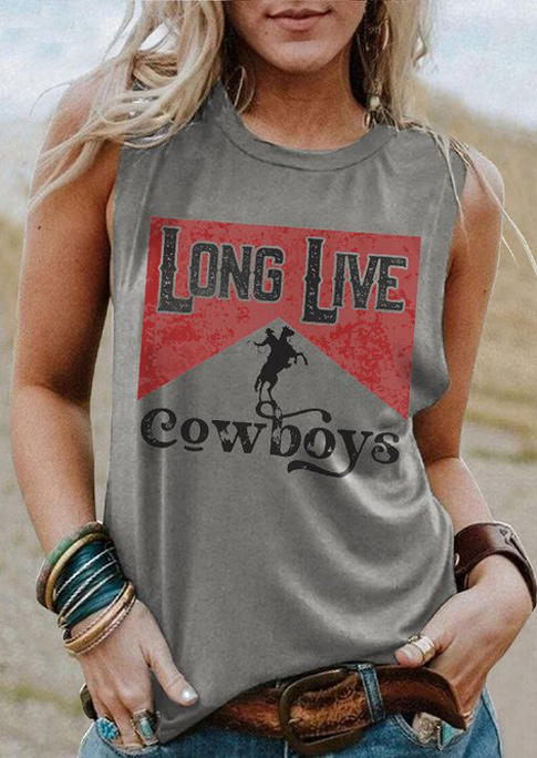

Tank Tops Long Live Cowboys Horse Casual Tank Top in Gray. Size: ,XL