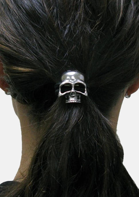 

Skull Alloy Hair Scrunchie in Silver. Size