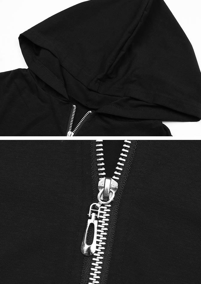 Zipper Collar Tie Long Sleeve Bodycon Dress - Black