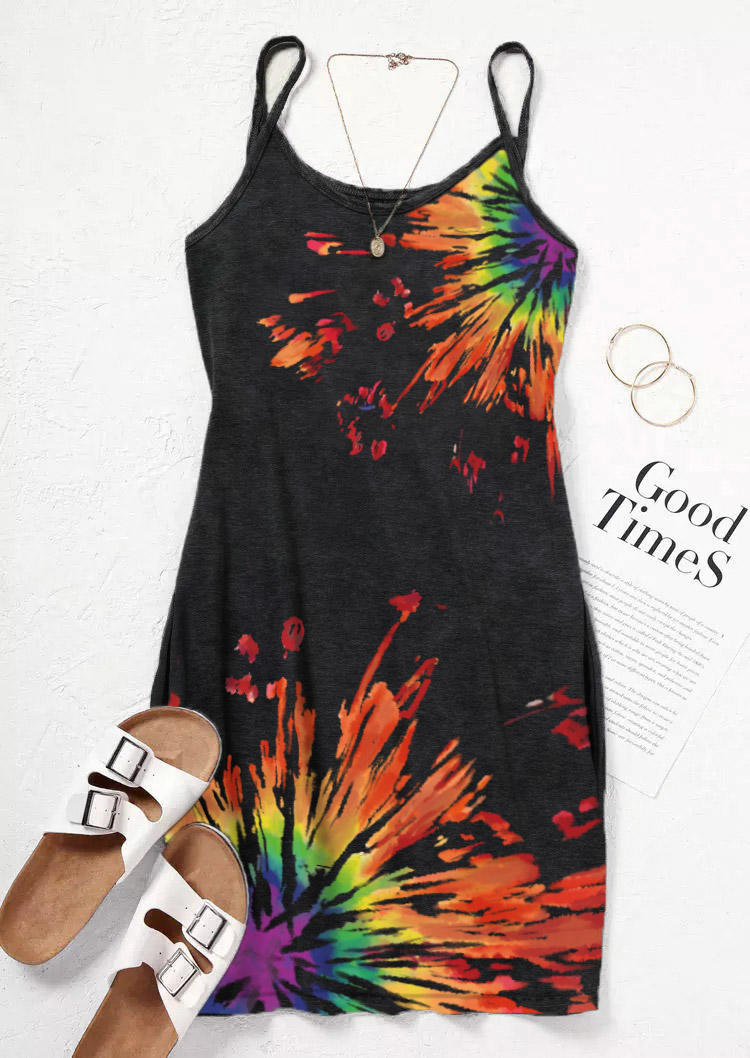 

Mini Dresses Reverse Tie Dye Pocket Spaghetti Strap Mini Dress in Black. Size