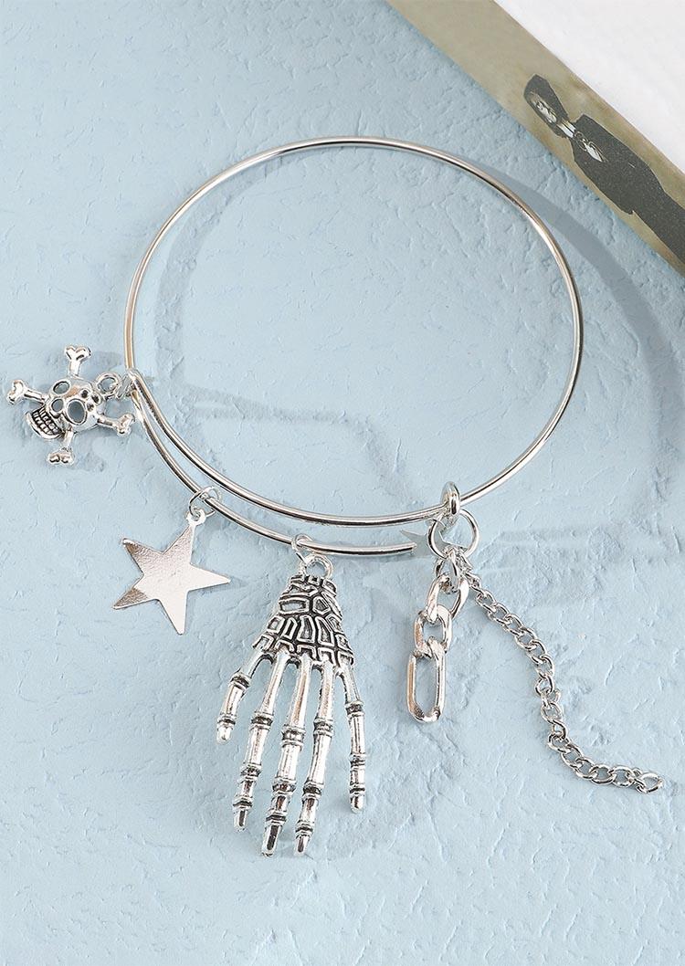 

Bracelet Skeleton Hand Star Alloy Bracelet in Silver. Size