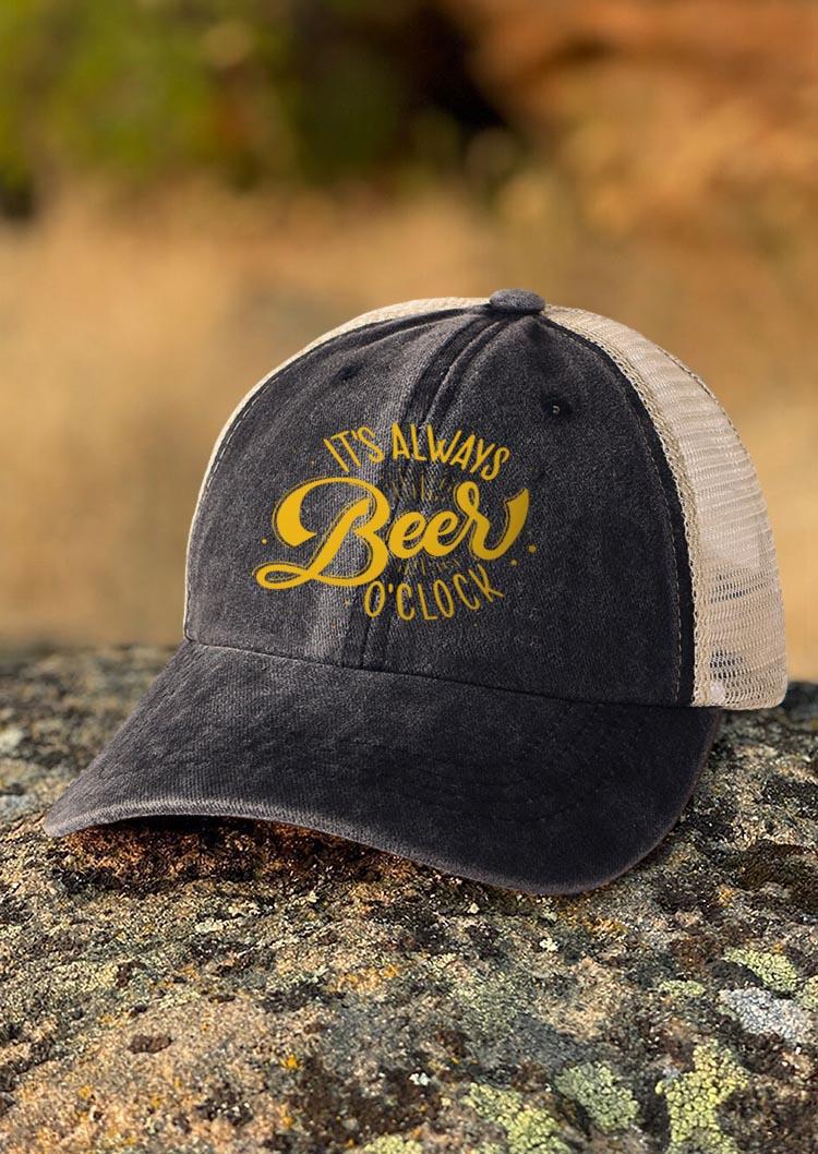 

Hats It's Always Beer O'clock Baseball Cap in Black. Size