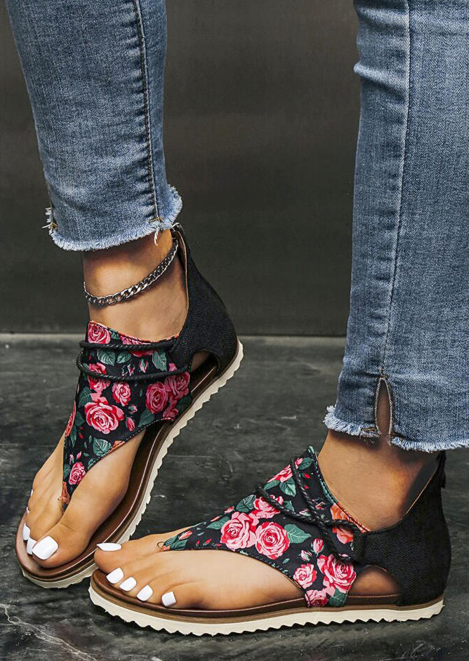 

Sandals Floral Zipper Flip Flop Sandals in Multicolor. Size
