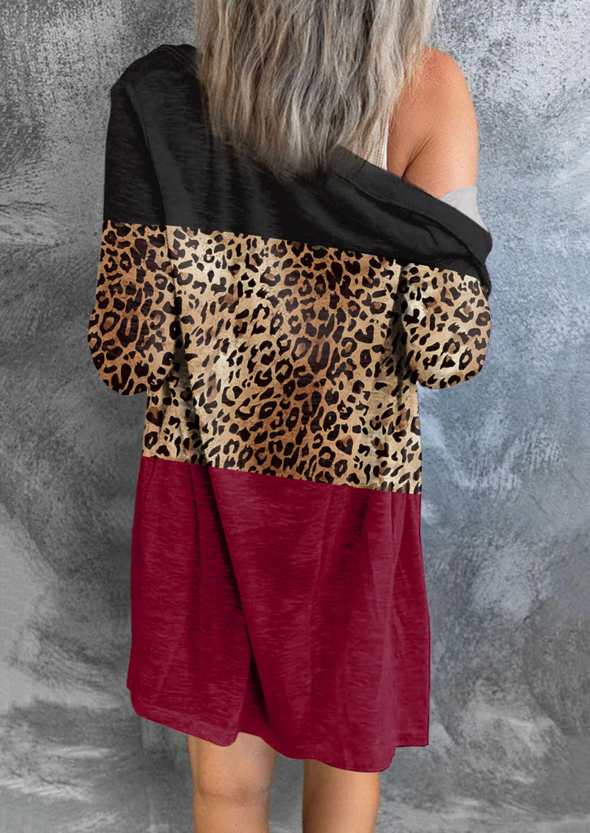 Cardigans Color Block Leopard Button Cardigan in Multicolor. Size: M,S