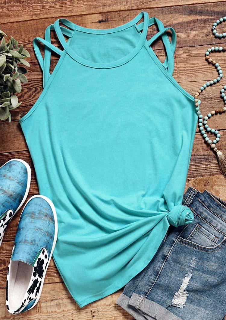 

Tank Tops Criss-Cross Hollow Out Casual Tank Top - Cyan in Blue. Size