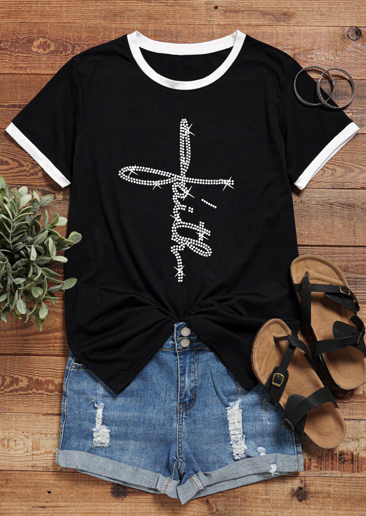 

T-shirts Tees Faith O-Neck T-Shirt Tee in Black. Size