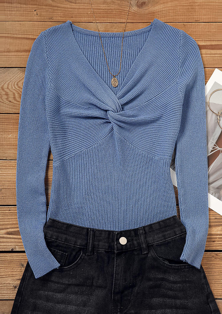 

Blouses Twist Long Sleeve Casual Blouse in Blue. Size