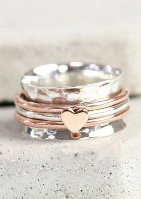 Rings Heart Alloy Spinning Fidget Ring in Multicolor. Size: L,M,S