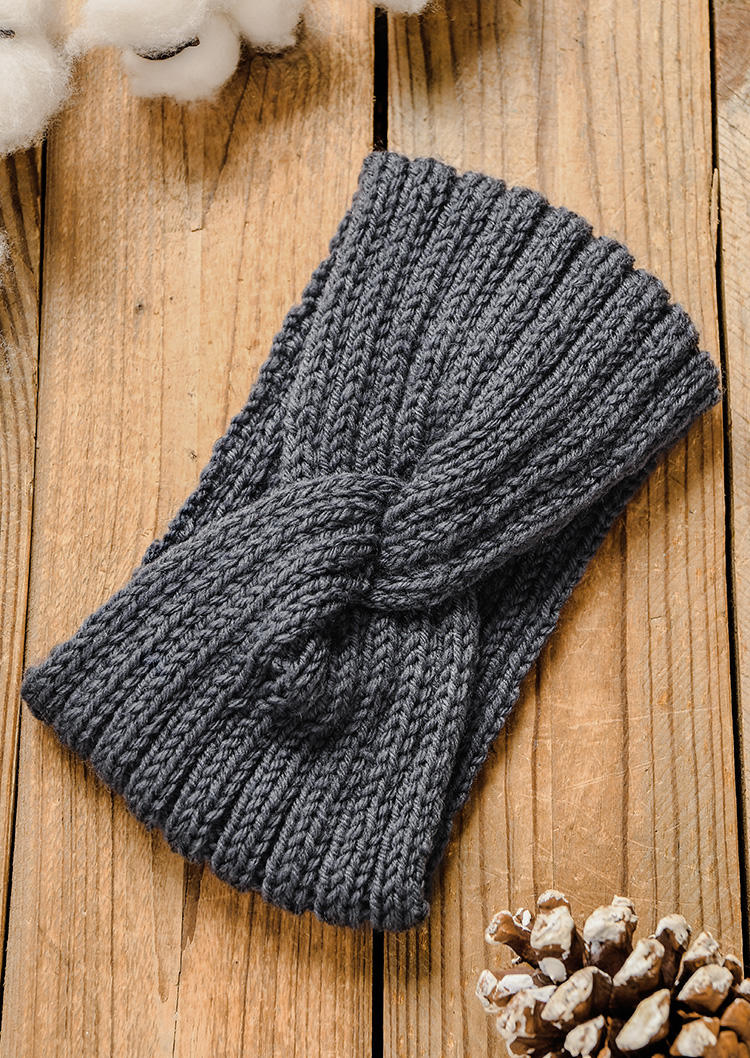

Twist Knitted Wide Headband - Dark Grey in Gray. Size