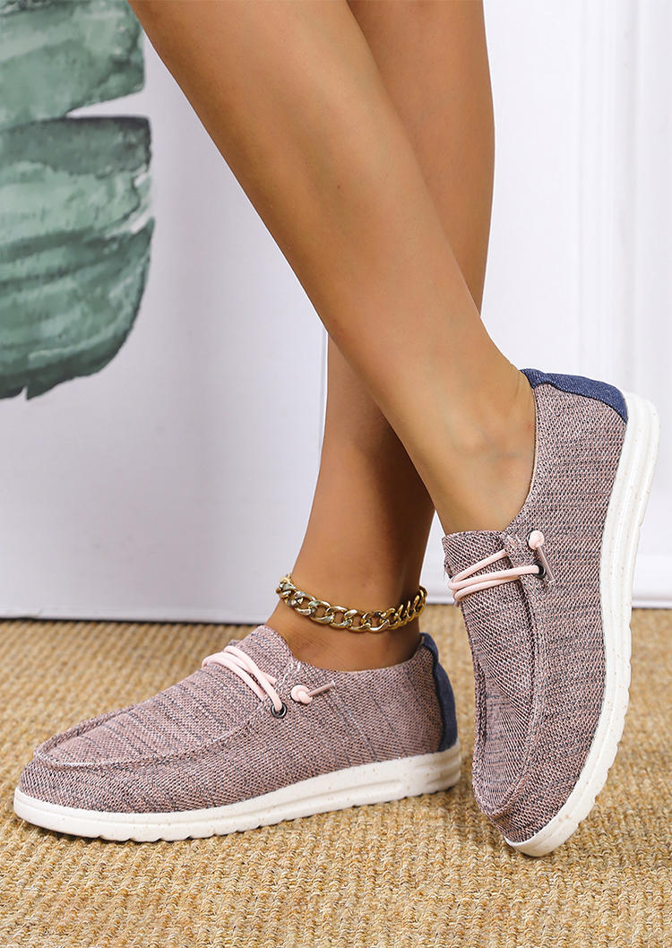 

Sneakers Color Block Slip On Flat Canvas Sneakers in Pink. Size