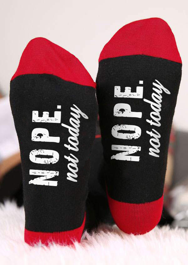 

Crew Socks Nope Not Today Crew Socks in Black. Size