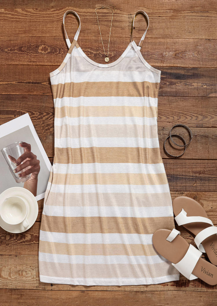 

Mini Dresses Striped Pocket Spaghetti Strap Mini Dress in Multicolor. Size