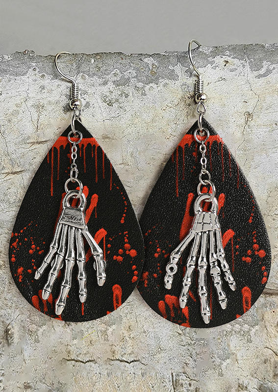 

Earrings Halloween Skeleton Hand Water Drop Earrings in Multicolor. Size