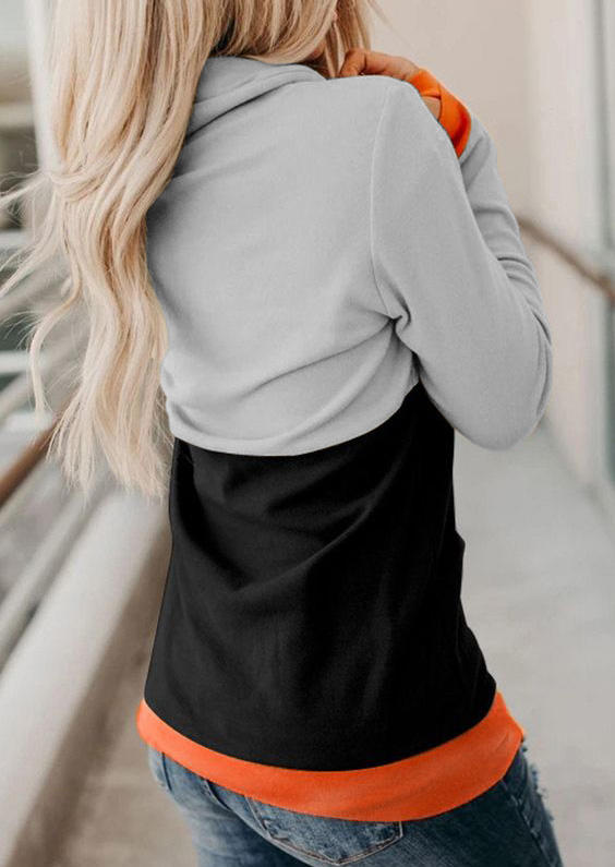 

Hoodies Halloween Pumpkin Face Thumbhole Hoodie in Multicolor. Size