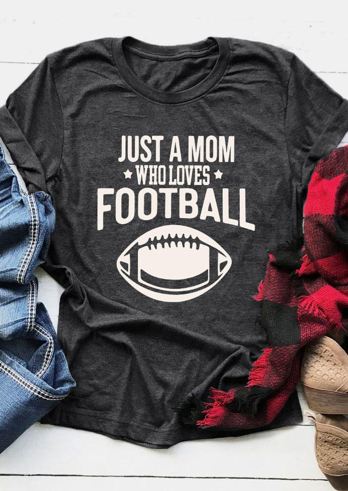 

T-shirts Tees Just A Mom Who Loves Football T-Shirt Tee - Dark Grey in Gray. Size