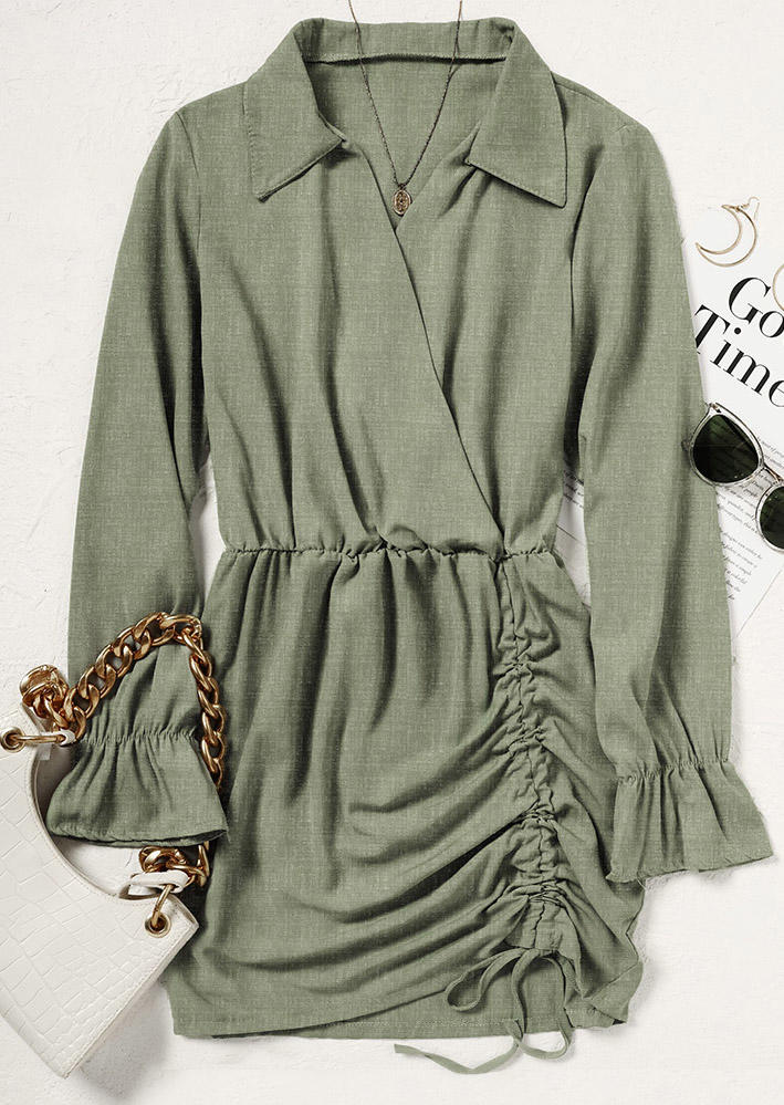 

Mini Dresses Drawstring Long Sleeve Mini Dress - Light Green in Green. Size: L,,XL