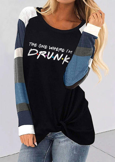 

T-shirts Tees The One Where I'm Drunk Color Block T-Shirt Tee in Black. Size: L,M