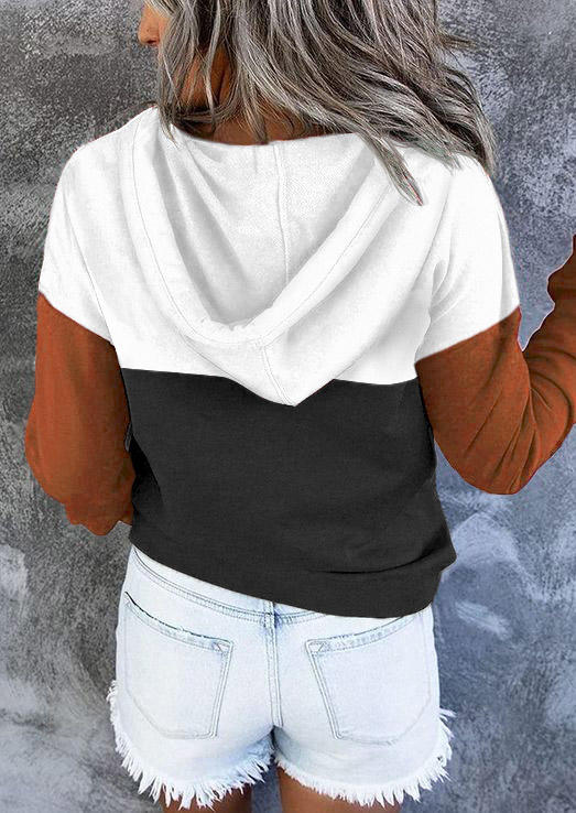

Hoodies Color Block Leopard Drawstring Button Hoodie in Multicolor. Size