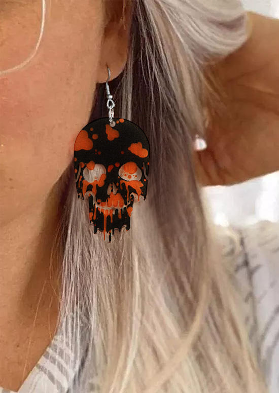 Earrings Halloween Skull Acrylic Hook Earrings in Multicolor. Size: One Size