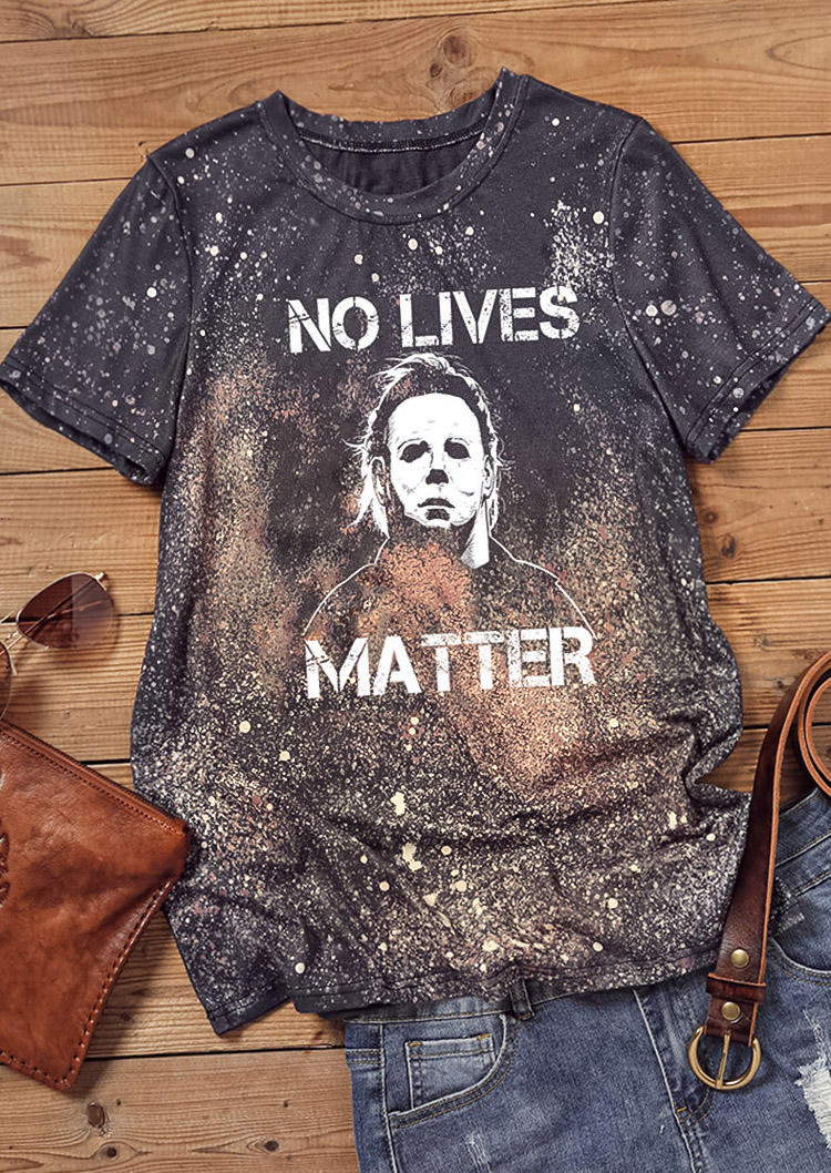 

T-shirts Tees Halloween No Lives Matter O-Neck T-Shirt Tee in Multicolor. Size: L,M,S