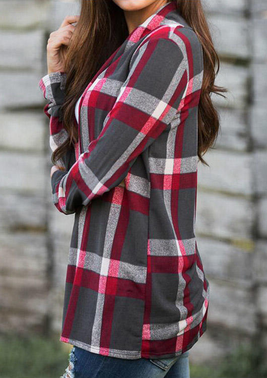 

Cardigans Plaid Long Sleeve Casual Cardigan in Plaid. Size: ,M,L,XL