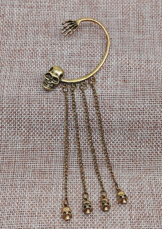 

Earrings 1Pcs Skeleton Hand Tassel Earrings in Gold. Size