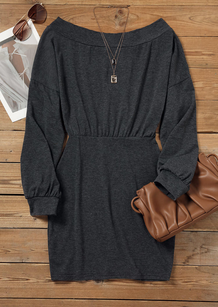 Bodycon Dresses Off Shoulder Long Sleeve Bodycon Dress - Dark Grey in Gray. Size: L,M,S,XL